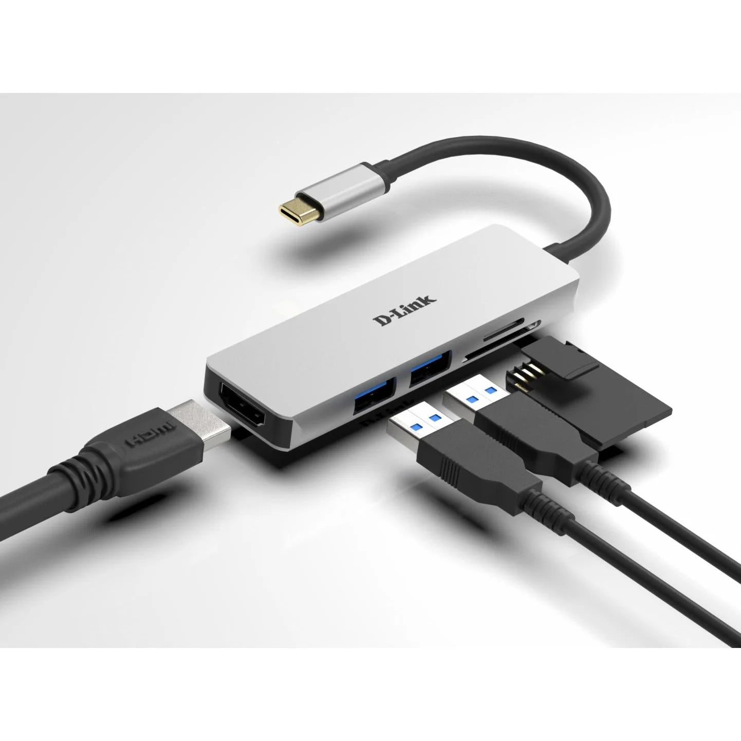 D-Link DUB-M530 5-in-1 USB-C Hub with HDMI and SD/microSD card reader, DUB-M530,1* USB-C connector with USB cable 11.5 cm, 1* HDMI Port, 2* USB Type-APort (USB 3.0), 1* SD card slot, 1* microSD card slot, Weight: 42g.-Dexter Computer