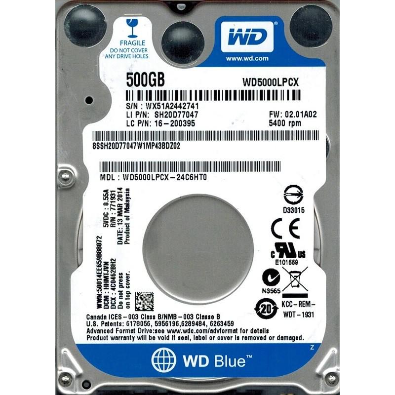 HDD Laptop Western Digital Blue, 500GB, 5400RPM, SATA III-Dexter Computer
