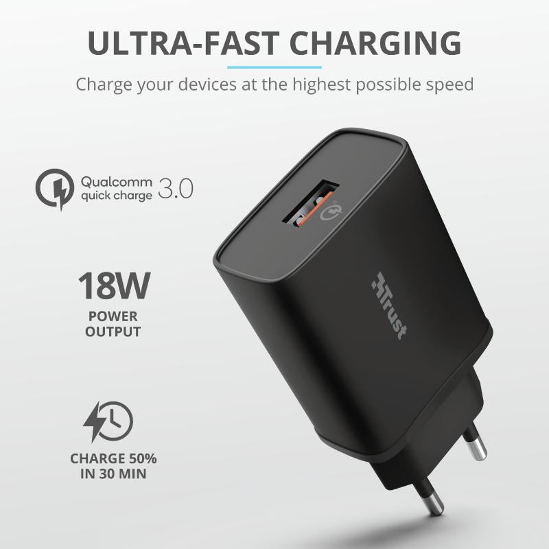 Incarcator rapid pentru perete Qmax 18W Ultra-Fast USB-A Wall Charger with PD-Dexter Computer