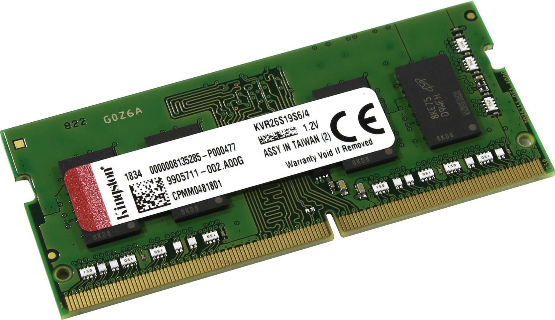 Memorie RAM notebook Kingston, SODIMM, DDR4, 4GB, CL19, 2666Mhz-Dexter Computer