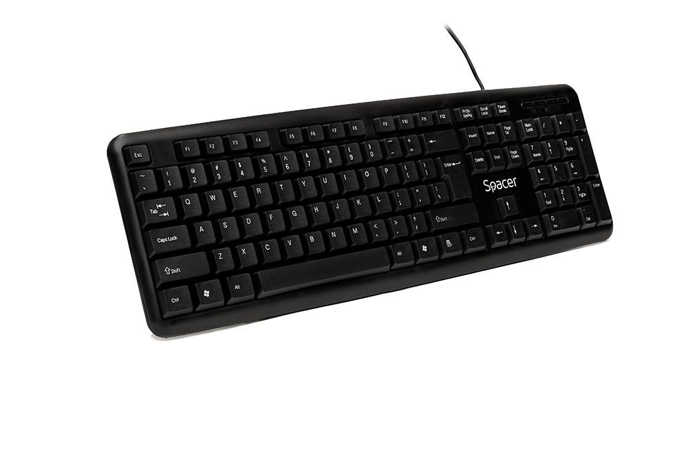 Tastatura Spacer SPKB-520 cu fir, USB, 104 taste, anti-spill, negru-Dexter Computer