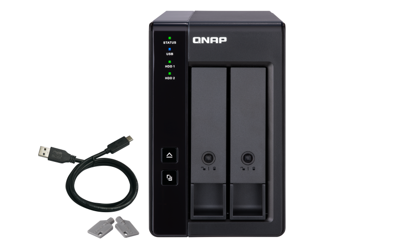 RAID USB QNAP TR-002 2-Bay, 2.5/3.5 SATA 6Gbps HDD (neincluse), 1xUSB3.11 (type-c), tower, PSU adaptor 36W, garantie 2 ani-Dexter Computer
