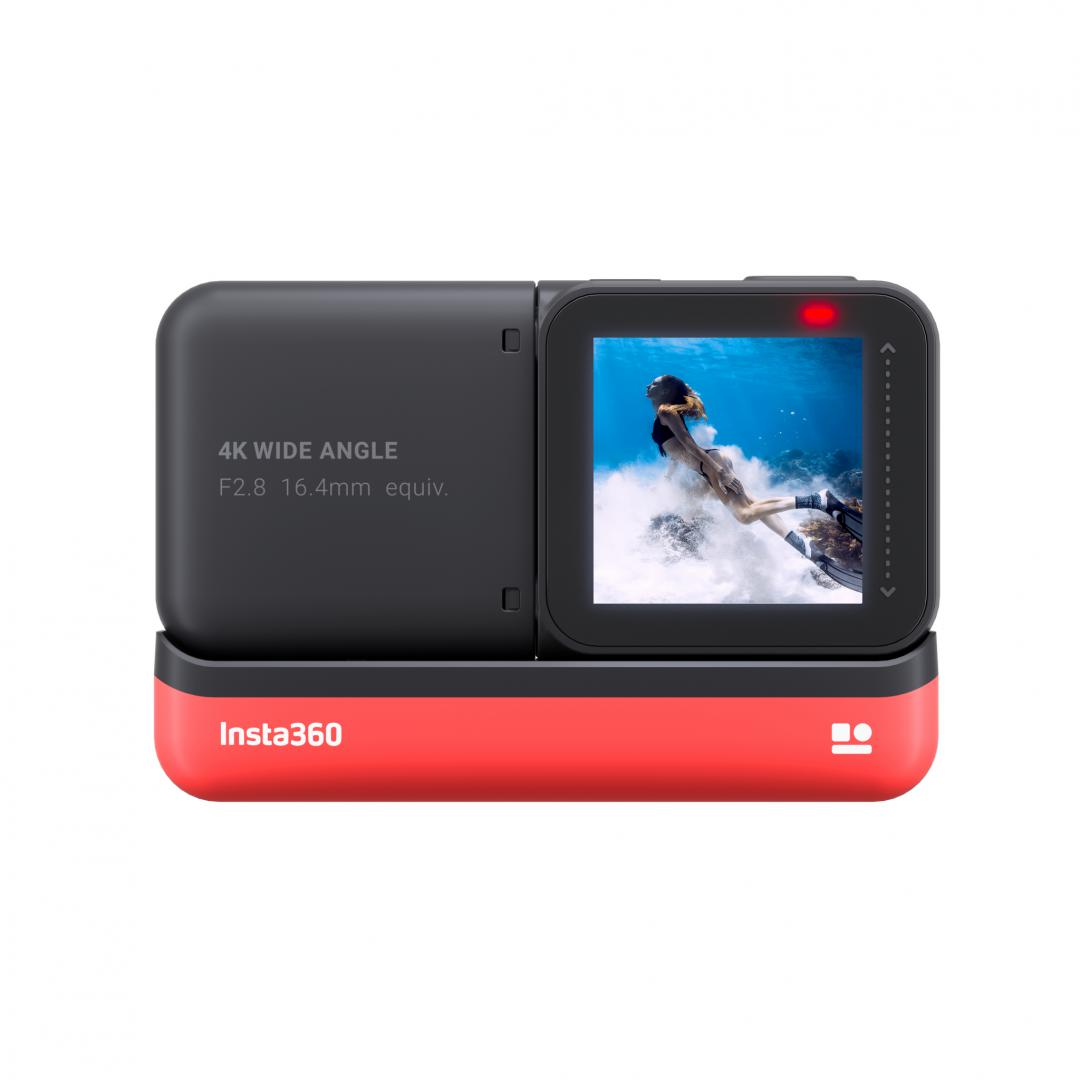 Camera video sport Insta360 ONE 4K Edition, 4K, 360°, Waterproof, HDR, Voice Control, Improved Stablization, AI Editing,capacitate acumulator 1190 mAh, culori negru si rosu-Dexter Computer