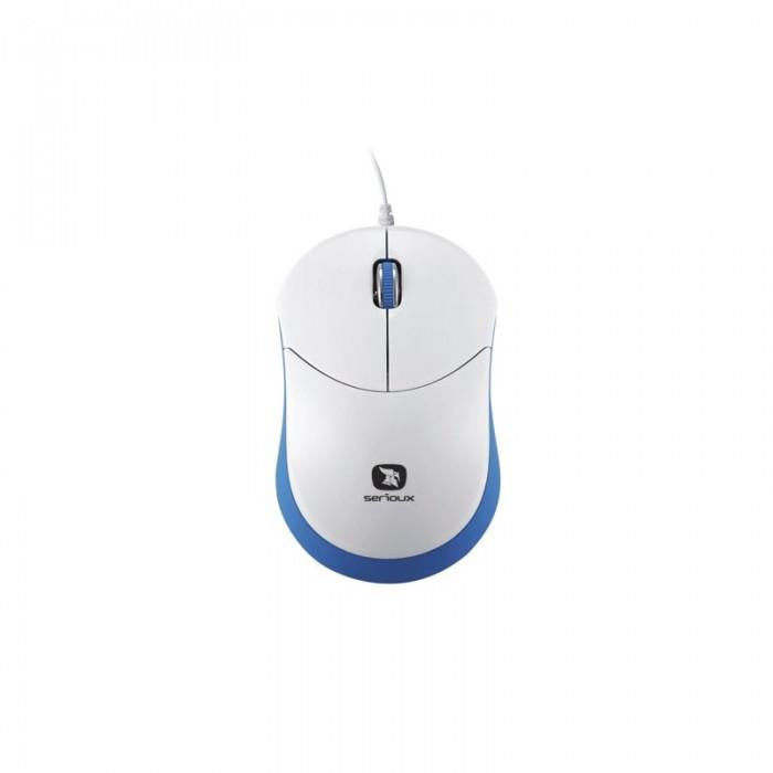 Mouse Serioux cu fir, optic, Rainbow 680, 1000dpi, albastru, ambidextru, blister, mini, USB-Dexter Computer